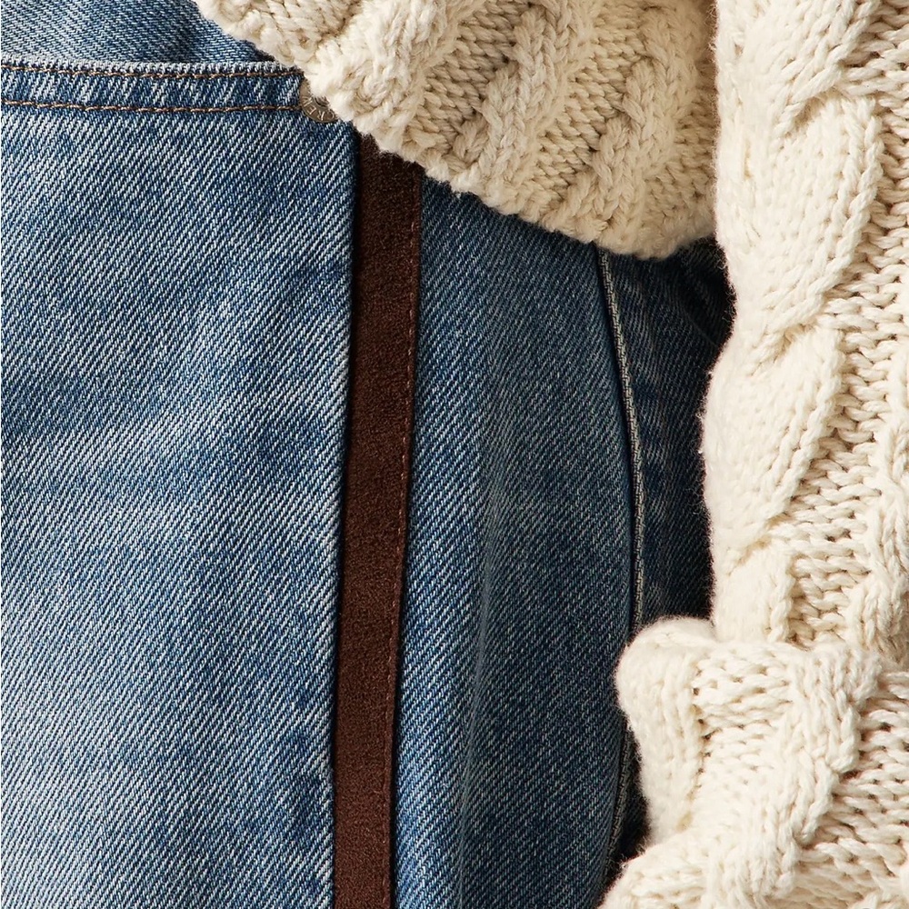 J. Crew High-Rise Blue Jeans with Brown Side Stripe